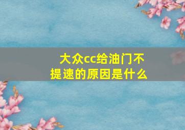 大众cc给油门不提速的原因是什么