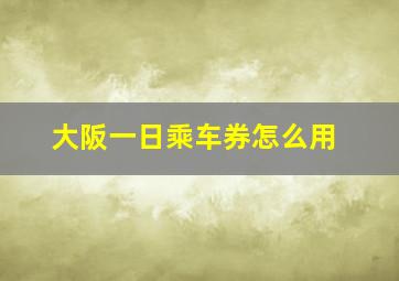 大阪一日乘车券怎么用