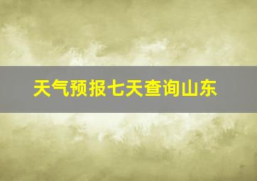 天气预报七天查询山东