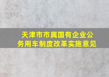 天津市市属国有企业公务用车制度改革实施意见