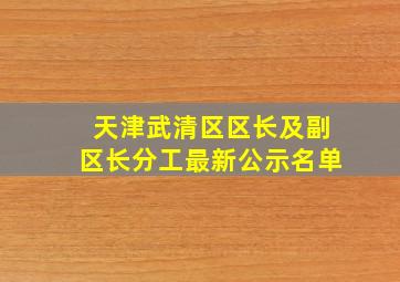 天津武清区区长及副区长分工最新公示名单