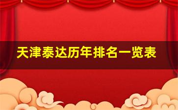 天津泰达历年排名一览表