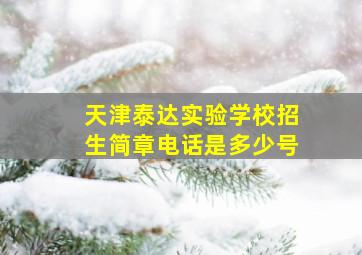 天津泰达实验学校招生简章电话是多少号