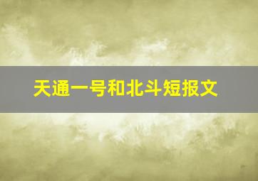 天通一号和北斗短报文