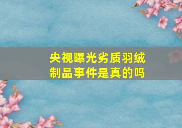 央视曝光劣质羽绒制品事件是真的吗