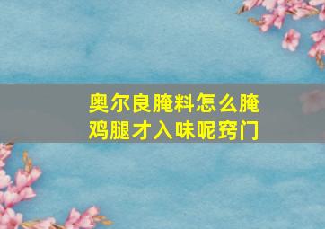 奥尔良腌料怎么腌鸡腿才入味呢窍门