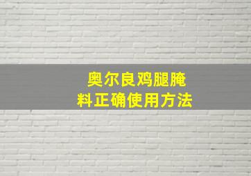 奥尔良鸡腿腌料正确使用方法