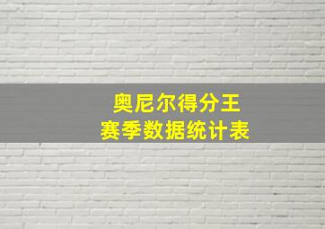 奥尼尔得分王赛季数据统计表