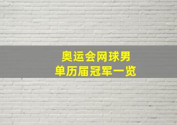 奥运会网球男单历届冠军一览