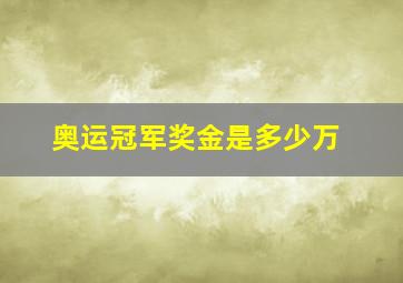 奥运冠军奖金是多少万