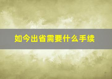 如今出省需要什么手续