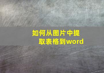 如何从图片中提取表格到word