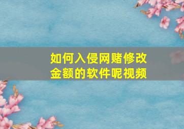 如何入侵网赌修改金额的软件呢视频