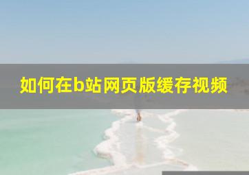 如何在b站网页版缓存视频