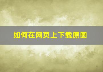 如何在网页上下载原图