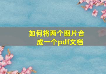 如何将两个图片合成一个pdf文档