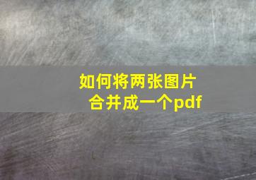 如何将两张图片合并成一个pdf