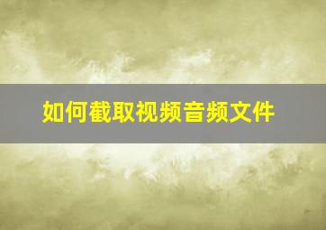 如何截取视频音频文件