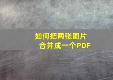 如何把两张图片合并成一个PDF