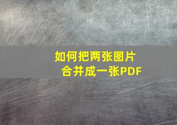 如何把两张图片合并成一张PDF