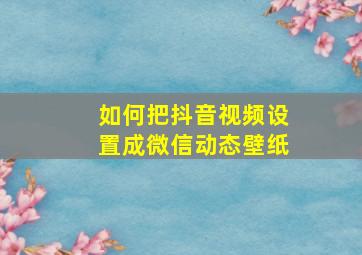 如何把抖音视频设置成微信动态壁纸