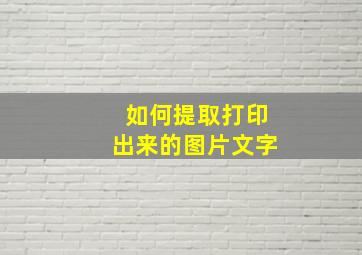 如何提取打印出来的图片文字