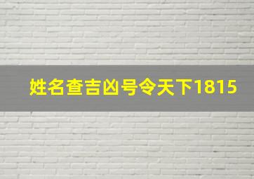 姓名查吉凶号令天下1815