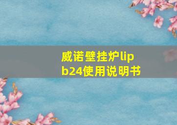 威诺壁挂炉lipb24使用说明书