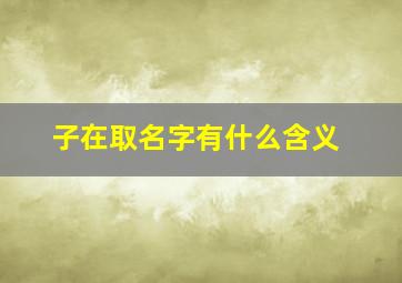 子在取名字有什么含义