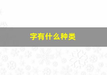 字有什么种类