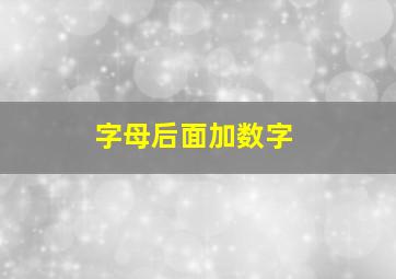 字母后面加数字