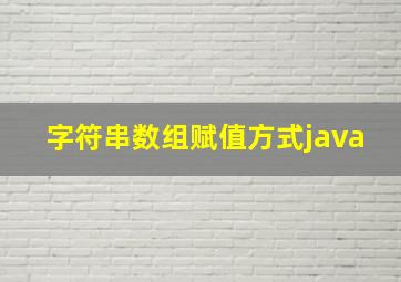 字符串数组赋值方式java