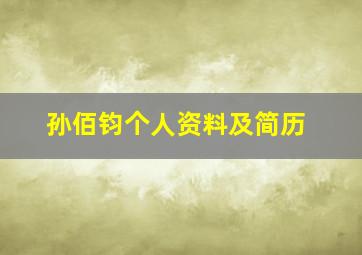 孙佰钧个人资料及简历