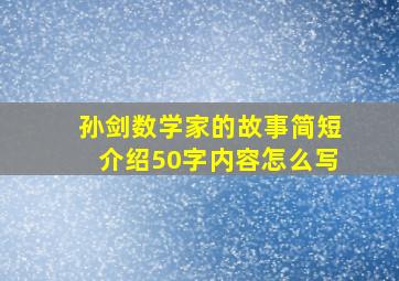 孙剑数学家的故事简短介绍50字内容怎么写