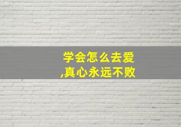 学会怎么去爱,真心永远不败