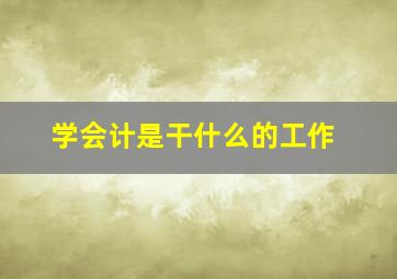 学会计是干什么的工作