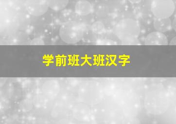 学前班大班汉字