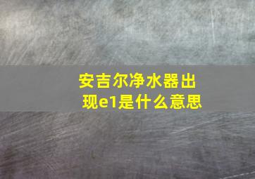 安吉尔净水器出现e1是什么意思