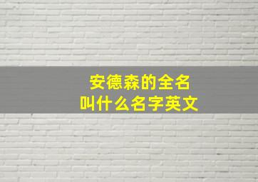 安德森的全名叫什么名字英文