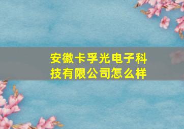 安徽卡孚光电子科技有限公司怎么样