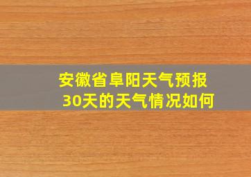 安徽省阜阳天气预报30天的天气情况如何