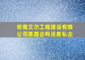 安徽艾尔工程建设有限公司是国企吗还是私企