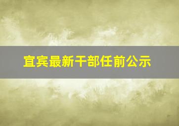 宜宾最新干部任前公示