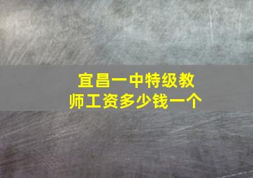 宜昌一中特级教师工资多少钱一个