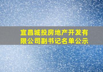 宜昌城投房地产开发有限公司副书记名单公示