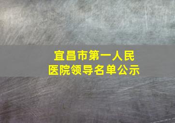 宜昌市第一人民医院领导名单公示