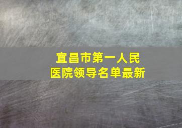 宜昌市第一人民医院领导名单最新