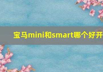 宝马mini和smart哪个好开