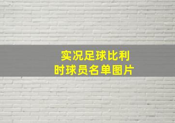 实况足球比利时球员名单图片