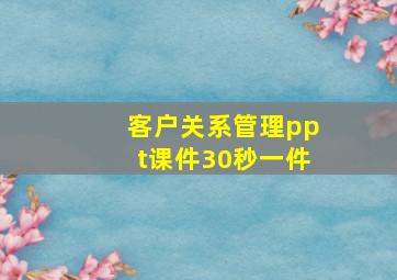 客户关系管理ppt课件30秒一件